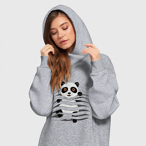Женская толстовка-платье МАЛЫШ ПАНДА / Меланж – фото 3