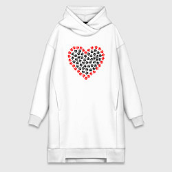 Женское худи-платье Лапки, цвет: белый