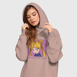 Женское худи-платье Mood Сейлор мун, цвет: пыльно-розовый — фото 2