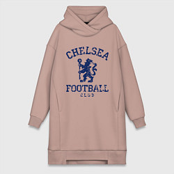 Женское худи-платье Chelsea FC: Lion, цвет: пыльно-розовый