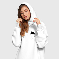 Женское худи-платье Кот в кармане, цвет: белый — фото 2