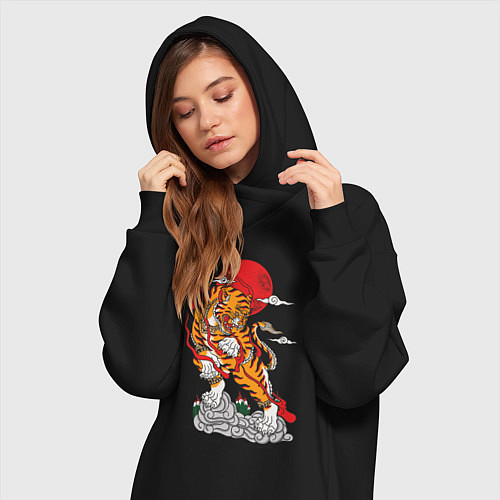 Женская толстовка-платье Тигр / Черный – фото 3