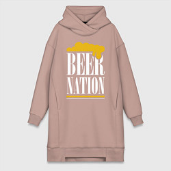 Женская толстовка-платье Надпись Пивная нация