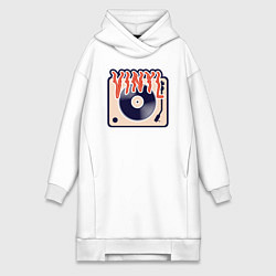 Женское худи-платье Винил Vinyl DJ, цвет: белый