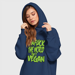 Женское худи-платье World Go Vegan, цвет: тёмно-синий — фото 2