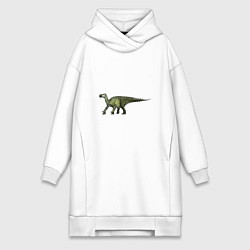 Женское худи-платье Игуанодон, цвет: белый
