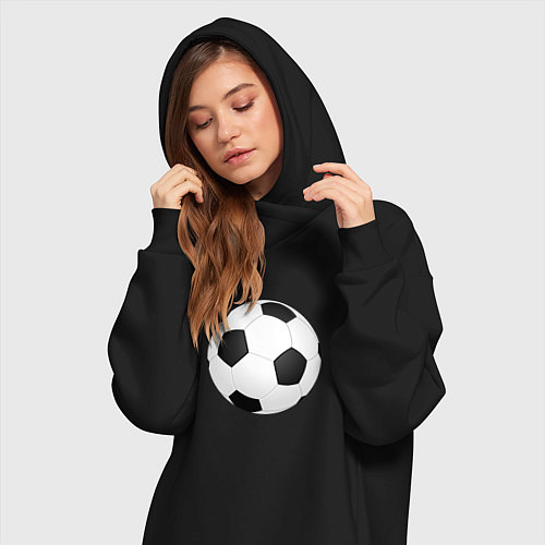 Женская толстовка-платье Футбольный мяч / Черный – фото 3