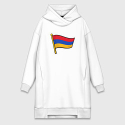 Женское худи-платье Флаг Армении, цвет: белый