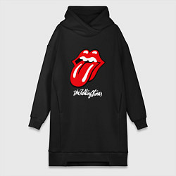 Женское худи-платье Rolling Stones Роллинг Стоунз, цвет: черный