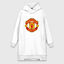 Женское худи-платье Манчестер Юнайтед логотип, цвет: белый