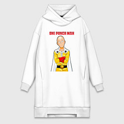 Женское худи-платье Сайтама безразличие One Punch-Man, цвет: белый