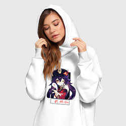 Женское худи-платье Ху Тао воздушный поцелуй Геншин импакт, цвет: белый — фото 2