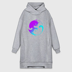 Женская толстовка-платье ИНЬ ЯНЬ КОТИКИ В НЕОНЕ