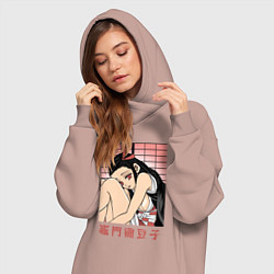 Женское худи-платье Очаровательная Незуко, цвет: пыльно-розовый — фото 2