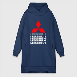 Женское худи-платье MITSUBISHI МИЦУБИСИ МИТСУБИСИ МИЦУБИШИ LOGO STYLE, цвет: тёмно-синий