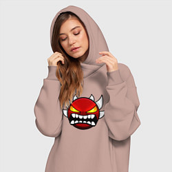 Женское худи-платье Geometry Dash: Anger Smile, цвет: пыльно-розовый — фото 2