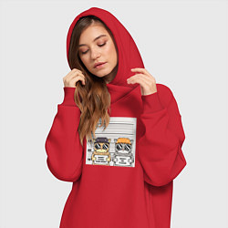 Женское худи-платье Забавные коты, цвет: красный — фото 2
