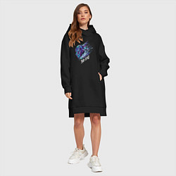 Женское худи-платье Саб-Зиро Мортал Комбат, цвет: черный — фото 2