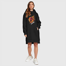 Женское худи-платье Скорпион Мортал Комбат, цвет: черный — фото 2
