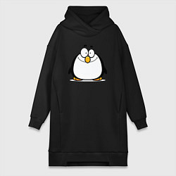 Женское худи-платье Глазастый пингвин, цвет: черный