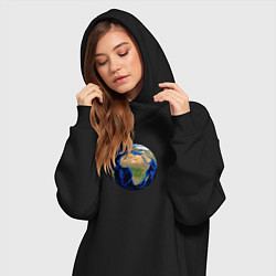Женское худи-платье Планета солнечной системы земля, цвет: черный — фото 2