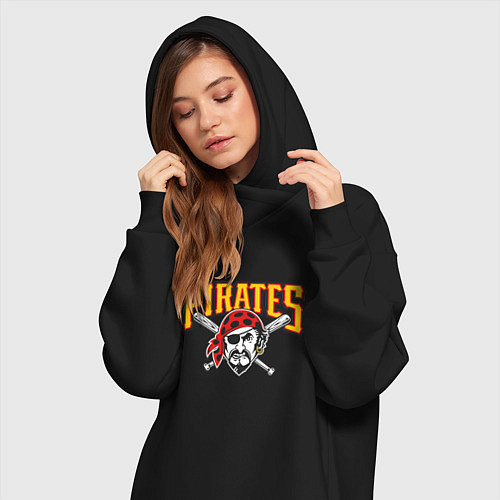 Женская толстовка-платье Pittsburgh Pirates - baseball team / Черный – фото 3