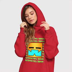 Женское худи-платье GEOMETRY DASH КЛАССИКА УРОВЕНЬ, цвет: красный — фото 2