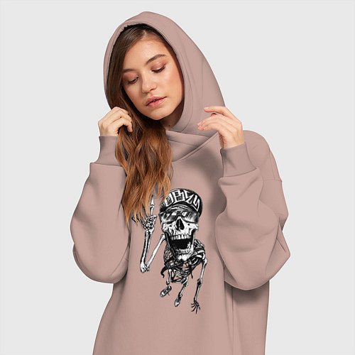 Женская толстовка-платье Skeleton dude / Пыльно-розовый – фото 3