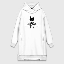 Женское худи-платье Stray: Black Logo, цвет: белый