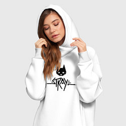 Женское худи-платье Stray: Black Logo, цвет: белый — фото 2