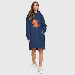 Женское худи-платье Котик в наушниках 2022, цвет: тёмно-синий — фото 2