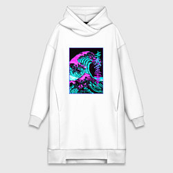 Женское худи-платье НЕОНОВАЯ ВОЛНА, ЯПОНИЯ, ФУДЗИЯМА JAPAN NEON, цвет: белый