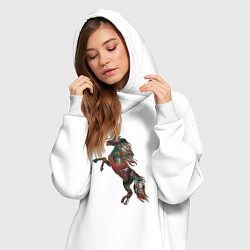 Женское худи-платье Лошадь из линий, цвет: белый — фото 2