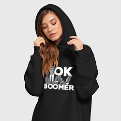 Женское худи-платье Ok boomer! Meme, цвет: черный — фото 2