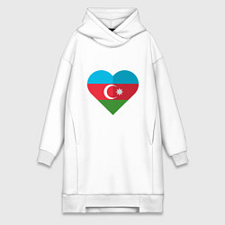 Женское худи-платье Сердце Азербайджана, цвет: белый