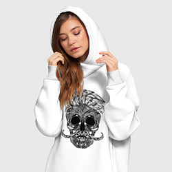 Женское худи-платье Skull hipster, цвет: белый — фото 2