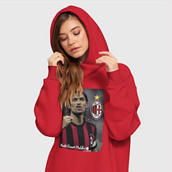 Женское худи-платье Paolo Cesare Maldini - Milan, captain, цвет: красный — фото 2