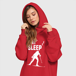 Женское худи-платье Ешь, Спи, Биатлон, цвет: красный — фото 2
