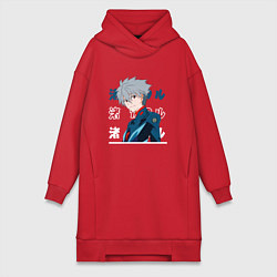 Женское худи-платье Евангелион Neon Genesis Evangelion, Kaworu Nagisa, цвет: красный