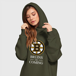 Женское худи-платье Boston are coming, Бостон Брюинз, Boston Bruins, цвет: хаки — фото 2