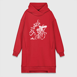 Женское худи-платье Scratch - трековые велогонки, цвет: красный