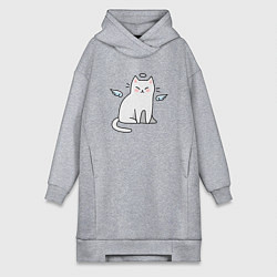 Женское худи-платье КОТИК АНГЕЛ CAT ANGEL, цвет: меланж