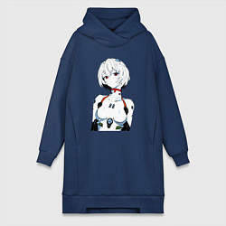 Женское худи-платье Рей Аянами Rei Ayanami Ева Евангелион, цвет: тёмно-синий