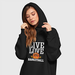 Женское худи-платье Live Love - Basketball, цвет: черный — фото 2