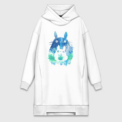 Женское худи-платье Семья кроликов Акварель, цвет: белый