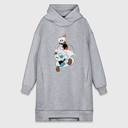 Женское худи-платье Чашки Cuphead, цвет: меланж