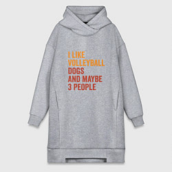 Женская толстовка-платье Люблю волейбол и собак