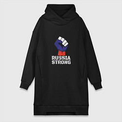 Женское худи-платье Russia Strong, цвет: черный