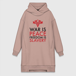 Женское худи-платье War is peace freedom is slavery, цвет: пыльно-розовый