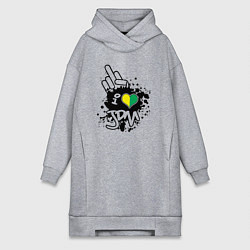 Женское худи-платье I love JDM Japan, цвет: меланж